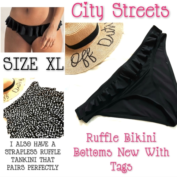 City Streets Other - City Streets Bikini Bottoms Size XL Ruffle NWT